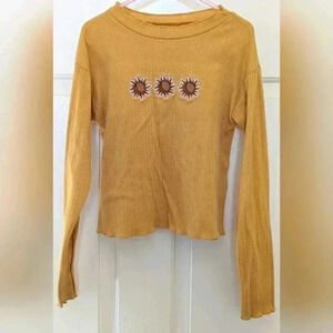 Girls Embroidered Lettuce Edge Shirt Size XZ Golden Yellow.